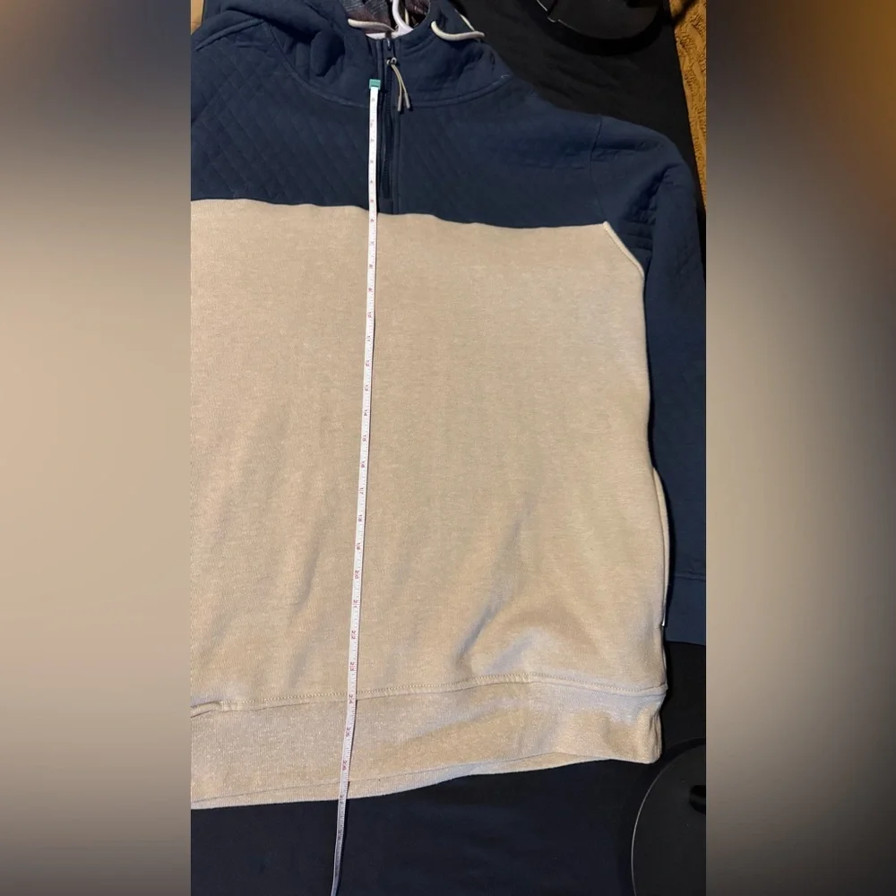 NWOT Departwest Men’s Quilted Quarter-Zip Hoodie - Navy & Cream Size XL